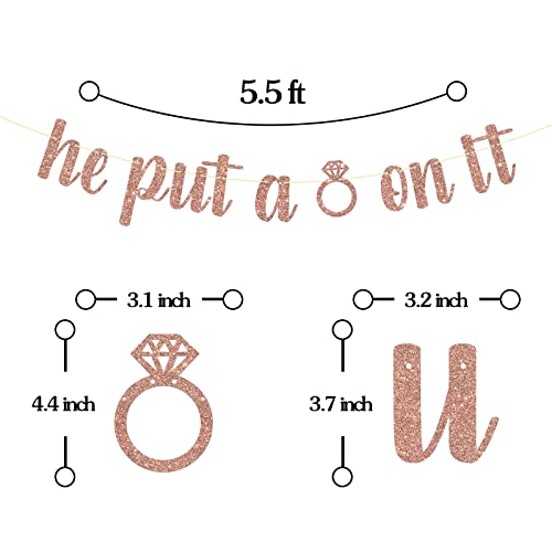 He Put a Ring On It Banner, Rose Gold Glitter Engagement Bunting, Wedding Bride Shower Party Decór Supplies