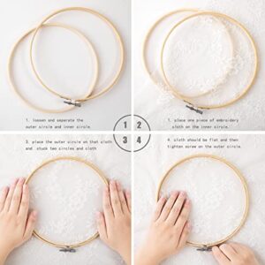 Matchne Embroidery Hoop 6PCS 4Inch to 10Inch Easily Loosen/Tighten Cross Stitch Supplies & Needlework Supplies Bamboo Wooden Hoops for Crafts