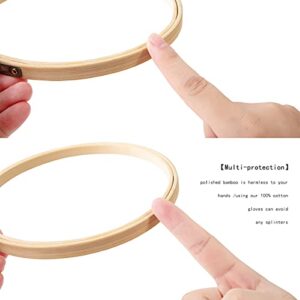 Matchne Embroidery Hoop 6PCS 4Inch to 10Inch Easily Loosen/Tighten Cross Stitch Supplies & Needlework Supplies Bamboo Wooden Hoops for Crafts