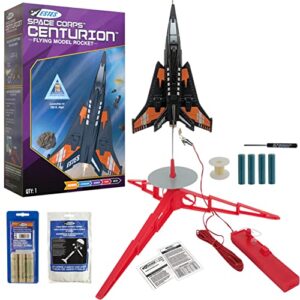 estes space corps centurion model rocket starter set – includes rocket kit (quick and easy assembly), launch pad, four aa batteries, and three motors