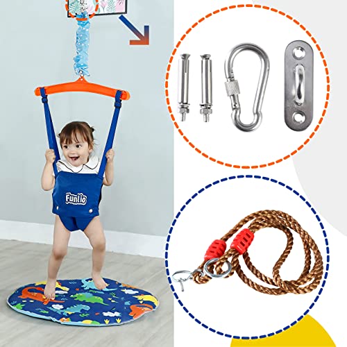 FUNLIO Baby Jumper with a Ceiling Hook for 6-24 Months, Baby Door Jumper for Indoor/Outdoor Play, Infant Jumper Doorway with Adjustable Chain, Easy to Assemble & Store (with a Ceiling Hook)