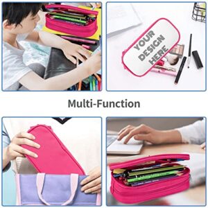 Custom Pencil Case Design Your Own Big Capacity Multifunction PersonalizedBox Bag for Students Stationery,School,Office Pink, One Size