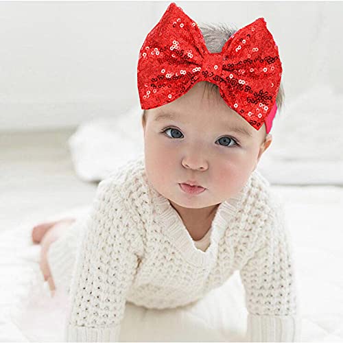 Yxiang 15PCS Baby Girl Nylon Headbands Big Bow Hairband 5" Glitter Bowknot headwrap for Baby Girls Newborn Infant Toddlers Kids -15 Colors