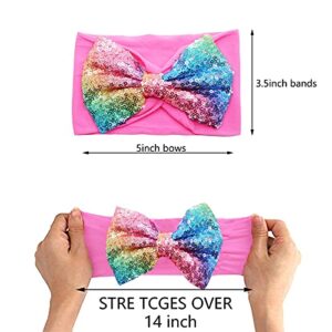 Yxiang 15PCS Baby Girl Nylon Headbands Big Bow Hairband 5" Glitter Bowknot headwrap for Baby Girls Newborn Infant Toddlers Kids -15 Colors