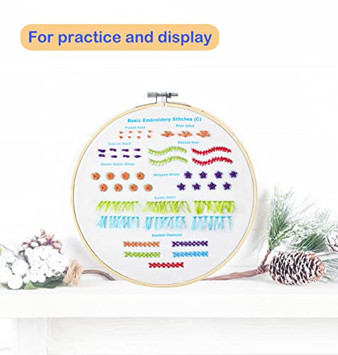 DPSKLTD Beginners Embroidery Stitch Practice Kit, 4 Pack Embroidery Kits to Learn 39 Different Stitches for Embroidery Starters, Craft Lovers with Detailed Instructions (Multi-1)