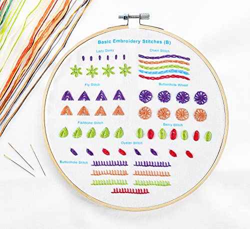 DPSKLTD Beginners Embroidery Stitch Practice Kit, 4 Pack Embroidery Kits to Learn 39 Different Stitches for Embroidery Starters, Craft Lovers with Detailed Instructions (Multi-1)