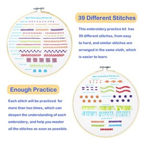 DPSKLTD Beginners Embroidery Stitch Practice Kit, 4 Pack Embroidery Kits to Learn 39 Different Stitches for Embroidery Starters, Craft Lovers with Detailed Instructions (Multi-1)