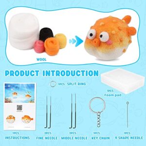 IMZAY Needle Felting Kit, Needle Felting Starter Kit, Needle Wool Felting Tools Kit with Felting Needles, Foam Mat, Wool Roving, Instruction, and Other Wool Felting Supplies- Orange Fish