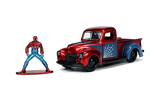 Jada Toys Marvel 1:32 1941 Ford Pickup Die-cast Car & 1.65" Proto-Suit Spider-Man Die-cast Figure, Toys for Kids Ages 8+