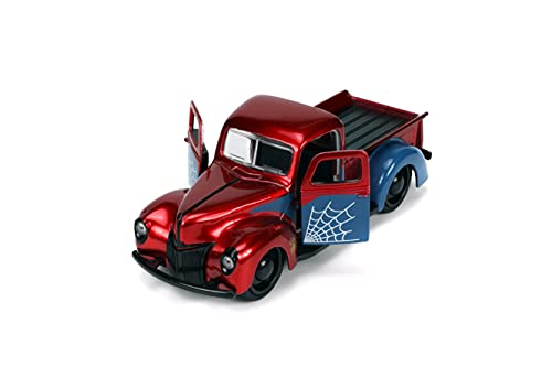 Jada Toys Marvel 1:32 1941 Ford Pickup Die-cast Car & 1.65" Proto-Suit Spider-Man Die-cast Figure, Toys for Kids Ages 8+