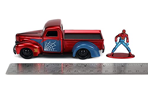 Jada Toys Marvel 1:32 1941 Ford Pickup Die-cast Car & 1.65" Proto-Suit Spider-Man Die-cast Figure, Toys for Kids Ages 8+