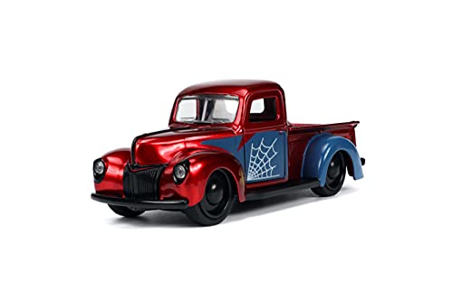 Jada Toys Marvel 1:32 1941 Ford Pickup Die-cast Car & 1.65" Proto-Suit Spider-Man Die-cast Figure, Toys for Kids Ages 8+