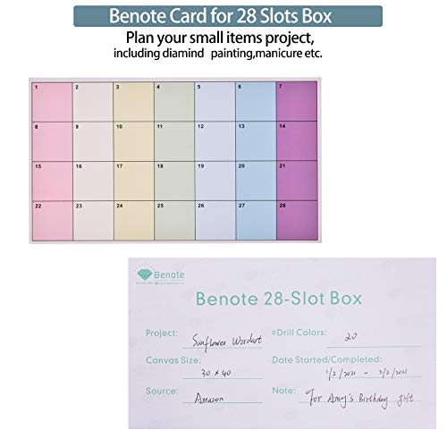 benote Diamond Art Painting Storage Containers, 28 Grids, Bead Storage Containers with Project Card/Label Stickers, Funnel Spoon Diamond Art Separate Containers, Bead Box