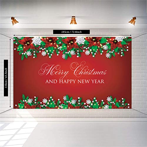 Warmshine Christmas Decoration Supplies Merry Christmas Backdrop Scene Setters Background Banner for Wall Decoration Christmas Party Decor