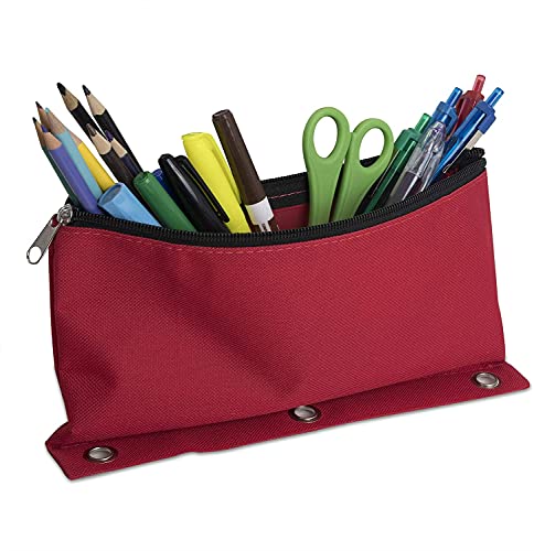 Pencil Case Bulk (12 Pack) 3 Ring Canvas Cloth Pencil Pouch Bags in Bulk Assorted Color Bundles (12 Pencil Cases in 8 Colors)