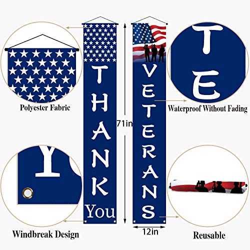 Thank You Veterans Hanging Banner Memorial Day Veterans Day American Flag Patriotic Decoration