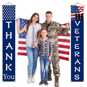 Thank You Veterans Hanging Banner Memorial Day Veterans Day American Flag Patriotic Decoration