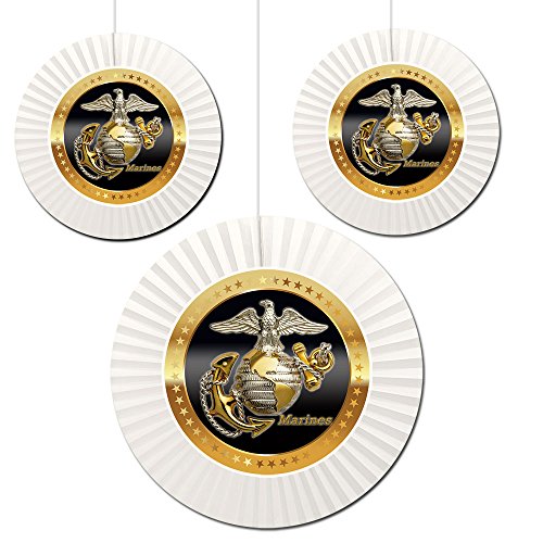 Partypro US Marine Medallion Fan Decorations (3 Count -1-16 INCH and 2-12 INCH)