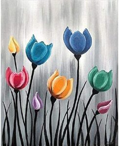stamped cross kits for adults beginner,tulip flower landscape,diy designs cross-stitch easy supplies needlework,needlepoint embroidery gift for home decor 16×20 inch