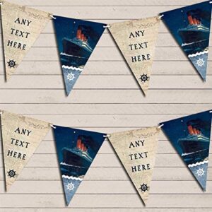 vintage nautical map sea ship titanic personalized birthday bunting garland banner decoration