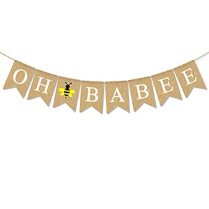 pudodo burlap oh babee banner bumble bee themed baby shower gender reveal 1st birthday party nursery wall decoration