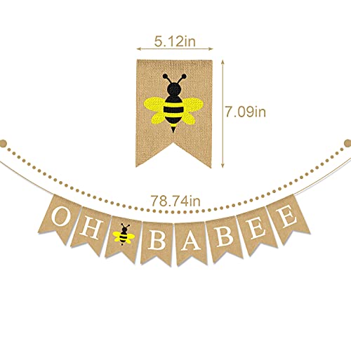 Pudodo Burlap Oh Babee Banner Bumble Bee Themed Baby Shower Gender Reveal 1st Birthday Party Nursery Wall Decoration