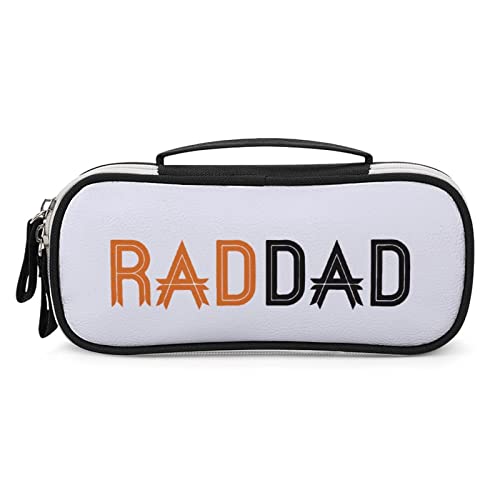 RAD DAD - Father's Day PU Leather Pencil Pen Case Organizer Travel Makeup Handbag Portable Stationery Bag