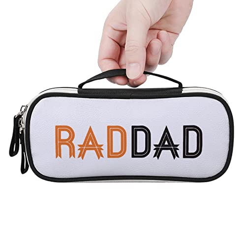 RAD DAD - Father's Day PU Leather Pencil Pen Case Organizer Travel Makeup Handbag Portable Stationery Bag