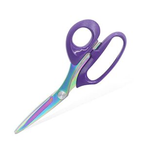 newness premium fabric scissors, heavy duty sewing tailor scissors, ultra sharp titanium coating forged stainless steel blade shears, unique purple craft scissor for home office school use, 8.3 inches