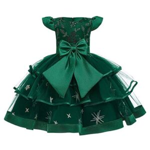 toddler kid baby girl vintage lace flower ruffle tutu bow dressfirst communion christening baptism wedding birthday party princess pageant wedding bridesmaid formal prom short gown green 5-6 years