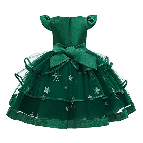 Toddler Kid Baby Girl Vintage Lace Flower Ruffle Tutu Bow DressFirst Communion Christening Baptism Wedding Birthday Party Princess Pageant Wedding Bridesmaid Formal Prom Short Gown Green 5-6 Years