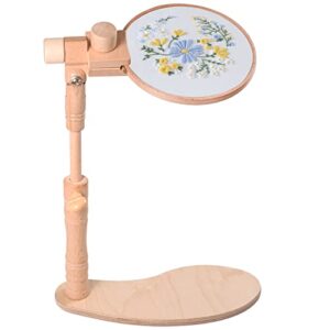 chivenido embroidery stand – adjustable rotated cross stitch stand, beech wood embroidery hoop stand holder for cross stitch frame lap stand, hands free sewing craft embroidery tools for needlework