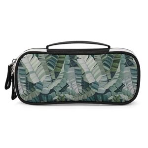 tropical camo leaf pu leather pencil pen case organizer travel makeup handbag portable stationery bag