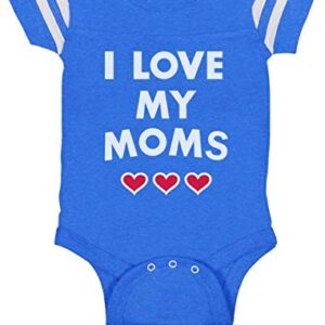 Gay Pride Month I Love My Moms LGBTQ Equality Rainbow Baby Boy Girl Outfits 6M Blue