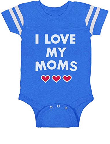 Gay Pride Month I Love My Moms LGBTQ Equality Rainbow Baby Boy Girl Outfits 6M Blue