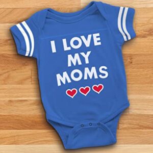 Gay Pride Month I Love My Moms LGBTQ Equality Rainbow Baby Boy Girl Outfits 6M Blue