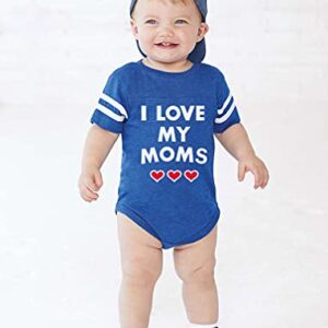 Gay Pride Month I Love My Moms LGBTQ Equality Rainbow Baby Boy Girl Outfits 6M Blue