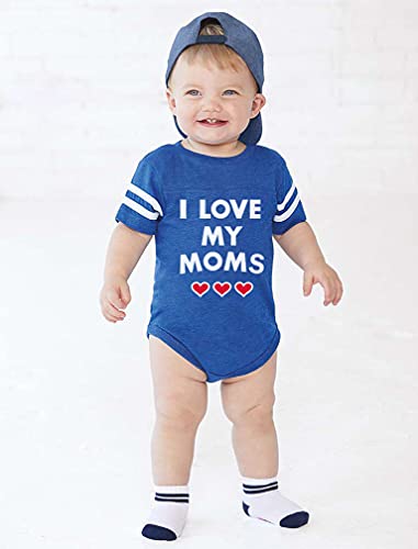 Gay Pride Month I Love My Moms LGBTQ Equality Rainbow Baby Boy Girl Outfits 6M Blue