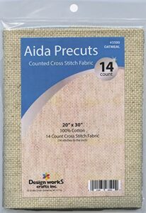 design works crafts 14 count aida fabric pre-cut, oatmeal