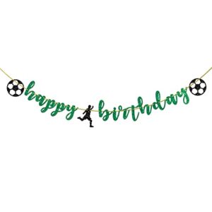 felezon soccer happy birthday banner – sports theme birthday bunting banner for kids boys men birthday party decoration – soccer birthday party supplies photo booth props