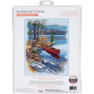 dimensions 70-35406 outdoor adventure counted cross stitch set, 14 cnt. light blue aida, 11″ x 14″