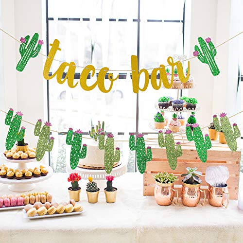 Fiesta Taco Bar Banner and Cactus Garland Banner for Mexican Party Banner Mexican Party Taco Bar Decorations, Cinco De Mayo Party Banner Decorations