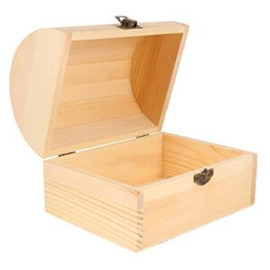 hemoton wood craft box unfinished wood box natural diy craft stash boxes treasure box storage trunks storage chests jewery case gift box with hinged lid clasp for arts home storage