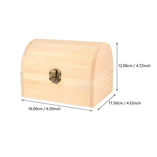 Hemoton Wood Craft Box Unfinished Wood Box Natural DIY Craft Stash Boxes Treasure Box Storage Trunks Storage Chests Jewery Case Gift Box with Hinged Lid Clasp for Arts Home Storage