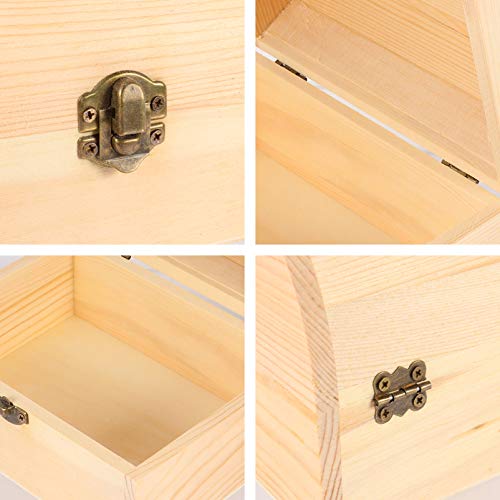 Hemoton Wood Craft Box Unfinished Wood Box Natural DIY Craft Stash Boxes Treasure Box Storage Trunks Storage Chests Jewery Case Gift Box with Hinged Lid Clasp for Arts Home Storage