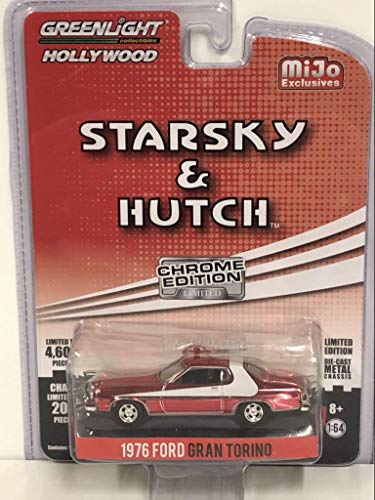 Greenlight 1976 Ford Gran Torino Chrome Red Edition Starsky & Hutch (1975-1979) TV Series Limited Edition to 4, 600Piece Worldwide 1/64 Diecast Model Car 51224