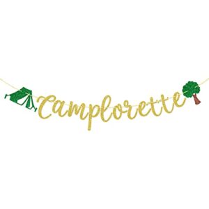 camplorette banner, camp bachelorette banner, bridal shower banner, bachlorette decorations, pre-strung, gold glitter