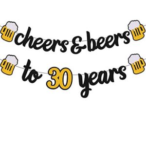 cheers 30 years banner 30th birthday decorations for men women him her 30s happy birthday theme wedding anniversary party supplies black sparkle decorations pre-strung