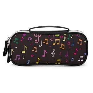 music notes pu leather pencil pen case organizer travel makeup handbag portable stationery bag