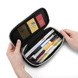 Music Notes PU Leather Pencil Pen Case Organizer Travel Makeup Handbag Portable Stationery Bag